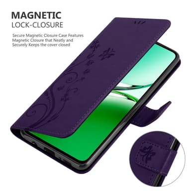 Oppo Reno 12 FS Plånboksfodral Skal Blommor (Violett)