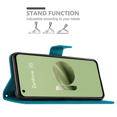 Asus Zenfone 10 Plånboksfodral Skal Blommor (Blå)