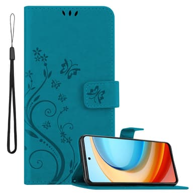 ZTE Blade A75 5G Plånboksfodral Skal Blommor (Blå)