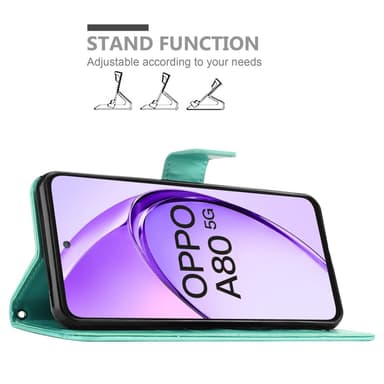 Oppo A80 Plånboksfodral Skal Blommor (Turkos)