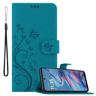 Motorola Moto G45 Plånboksfodral Skal Blommor (Blå)