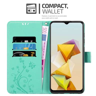 ZTE Blade A73 5G Plånboksfodral Skal Blommor (Turkos)