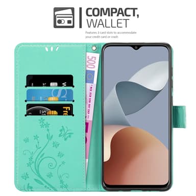 ZTE Blade A73 4G Plånboksfodral Skal Blommor (Turkos)