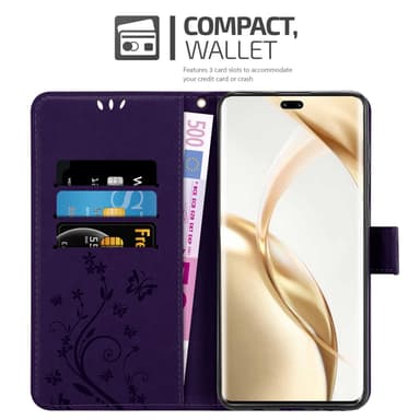 Honor 200 Pro Plånboksfodral Skal Blommor (Violett)
