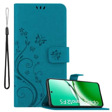 Oppo Reno 12 FS Plånboksfodral Skal Blommor (Blå)