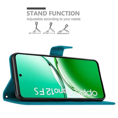 Oppo Reno 12 FS Plånboksfodral Skal Blommor (Blå)