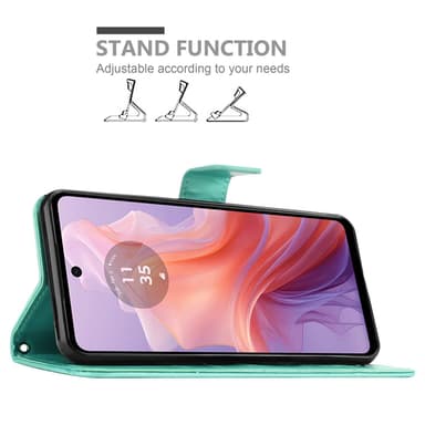 Motorola Moto E14 Plånboksfodral Skal Blommor (Turkos)