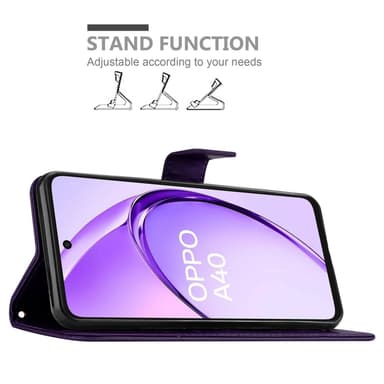 Oppo A40 Plånboksfodral Skal Blommor (Violett)