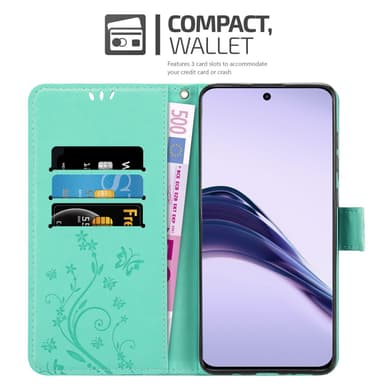 Realme 13 Pro 5G Plånboksfodral Skal Blommor (Turkos)