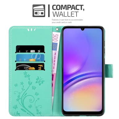 Samsung Galaxy A06 Plånboksfodral Skal Blommor (Turkos)