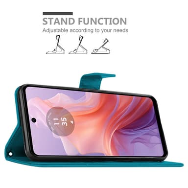 Motorola Moto E14 Plånboksfodral Skal Blommor (Blå)