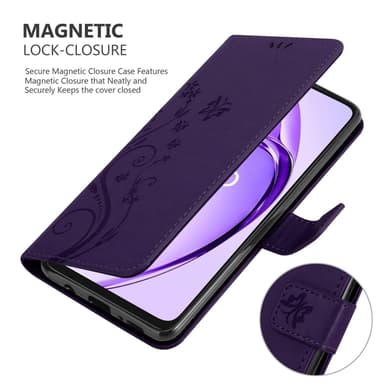 Oppo A40 Plånboksfodral Skal Blommor (Violett)