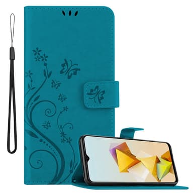 ZTE Blade A73 5G Plånboksfodral Skal Blommor (Blå)