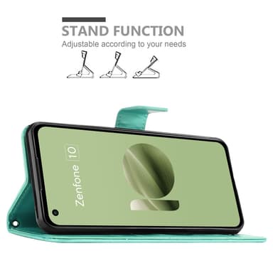 Asus Zenfone 10 Plånboksfodral Skal Blommor (Turkos)