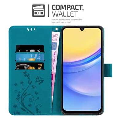 Samsung Galaxy A16 Plånboksfodral Skal Blommor (Blå)