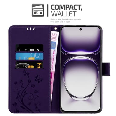 Oppo Reno 12 Plånboksfodral Skal Blommor (Violett)