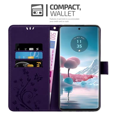 Motorola Moto E14 Plånboksfodral Skal Blommor (Violett)