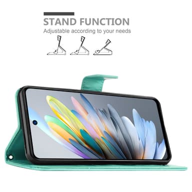 ZTE Blade A75 4G Plånboksfodral Skal Blommor (Turkos)