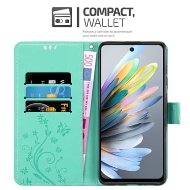 ZTE Blade A75 4G Plånboksfodral Skal Blommor (Turkos)