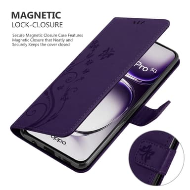Oppo Reno 12 Pro Plånboksfodral Skal Blommor (Violett)