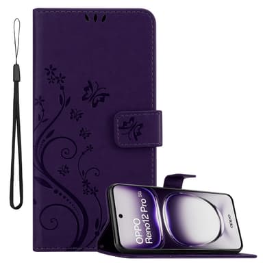 Oppo Reno 12 Pro Plånboksfodral Skal Blommor (Violett)