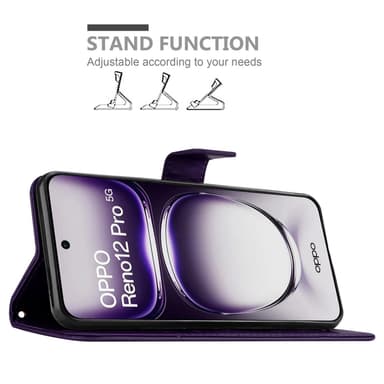 Oppo Reno 12 Pro Plånboksfodral Skal Blommor (Violett)