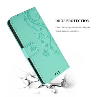 Oppo Reno 12 Plånboksfodral Skal Blommor (Turkos)