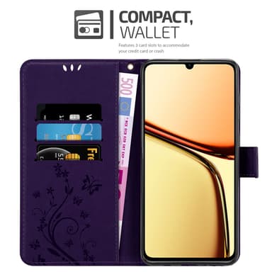 Realme C61 / C63 Plånboksfodral Skal Blommor (Violett)
