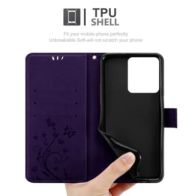 Xiaomi Redmi 13C Plånboksfodral Skal Blommor (Violett)