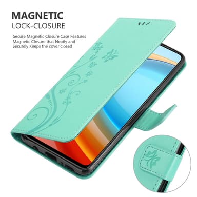 ZTE Blade A75 5G Plånboksfodral Skal Blommor (Turkos)