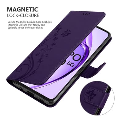 Oppo A80 Plånboksfodral Skal Blommor (Violett)