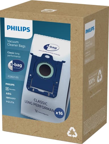 Electrolux/Philips s-bag Classic dammsugarpåsar FC8021/05 (16st)