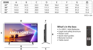 Philips 55” PUS8500 4K QLED Smart TV (2025)