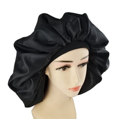 Sovmössa - Satin bonnet - Sleep Cap Svart one size
