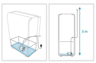 Air&Me avfuktare kondensvattenpump. Placeras i vattentank.