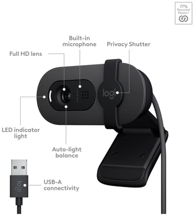 Logitech Brio 100 FullHD webbkamera (Graphite)