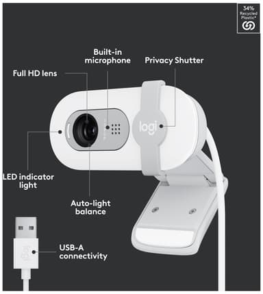 Logitech Brio 100 FullHD webbkamera (Off-White)