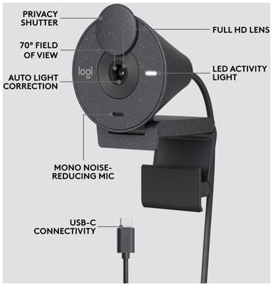 Logitech Brio 300 webbkamera (svart)