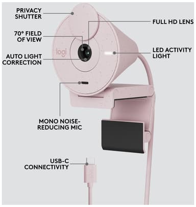 Logitech Brio 300 webbkamera (rosa)