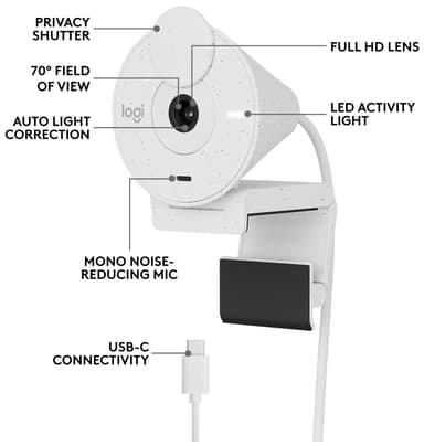 Logitech Brio 300 webbkamera (vit)