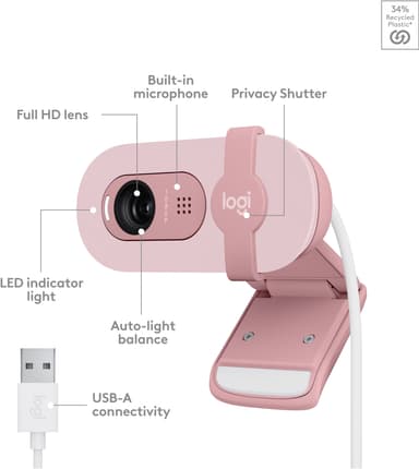 Logitech Brio 100 FullHD webbkamera (Rose)