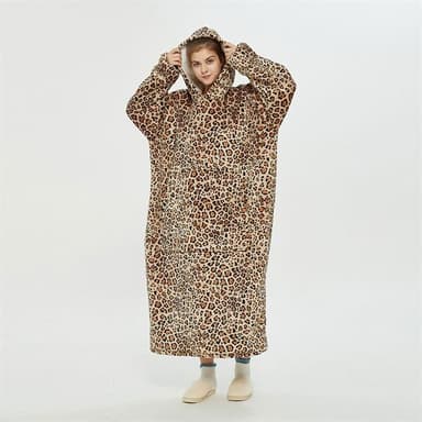 Lång Oversized Hoodie - Leopardmönster (120cm)