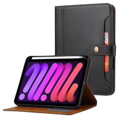 SKALO iPad 11"" (2025) PU-Läder Plånboksfodral med Penn Hållare - Svart