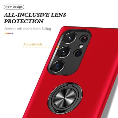Till Samsung Galaxy S25 Ultra Hybrid skal med Finger Ring - Röd