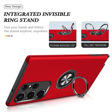 Till Samsung Galaxy S25 Ultra Hybrid skal med Finger Ring - Röd