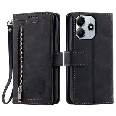 För Xiaomi Redmi Note 14 4G Fodral med Dragkedja och 9 Kortplatser