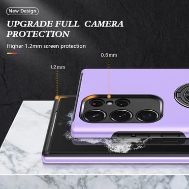Till Samsung Galaxy S25 Ultra Hybrid skal med Finger Ring - MörkBlå