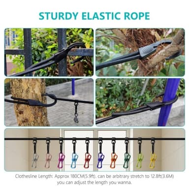Punch-free clothesline Camping Torkning elastisk klädstreck