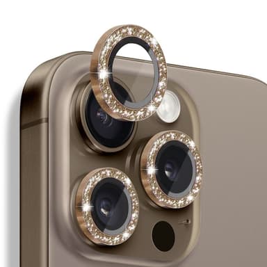 NORTHJO Kameralinsskydd med Glitter för iPhone 16 Pro / 16 Pro Max, Härdat Glas och Metall
