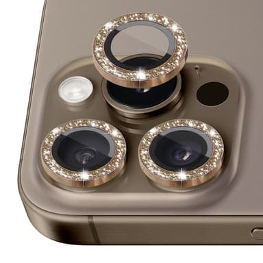 NORTHJO Kameralinsskydd med Glitter för iPhone 16 Pro / 16 Pro Max, Härdat Glas och Metall